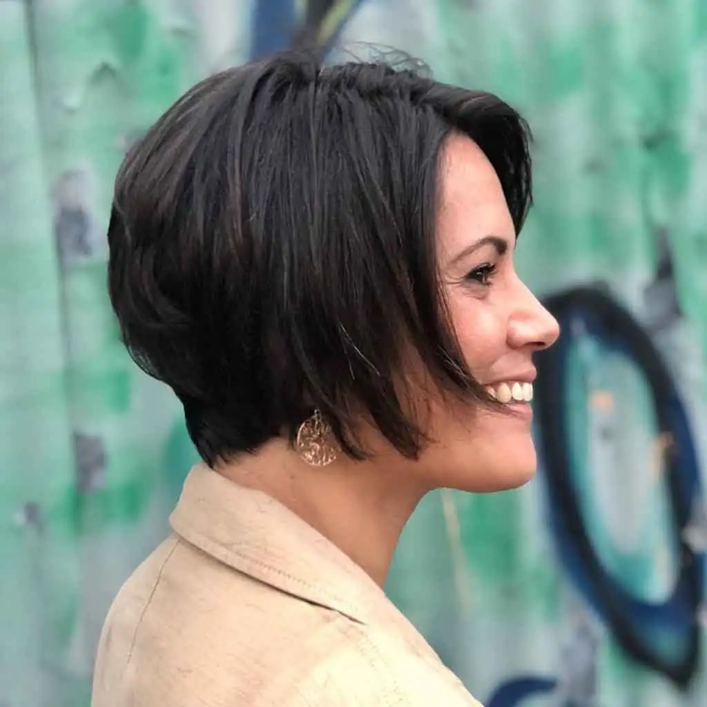 Asymmetric Lob Pixie on Straight Hair
