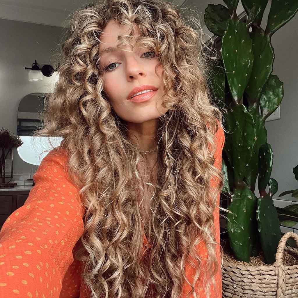 Curly Long Shag on Bronde Hair