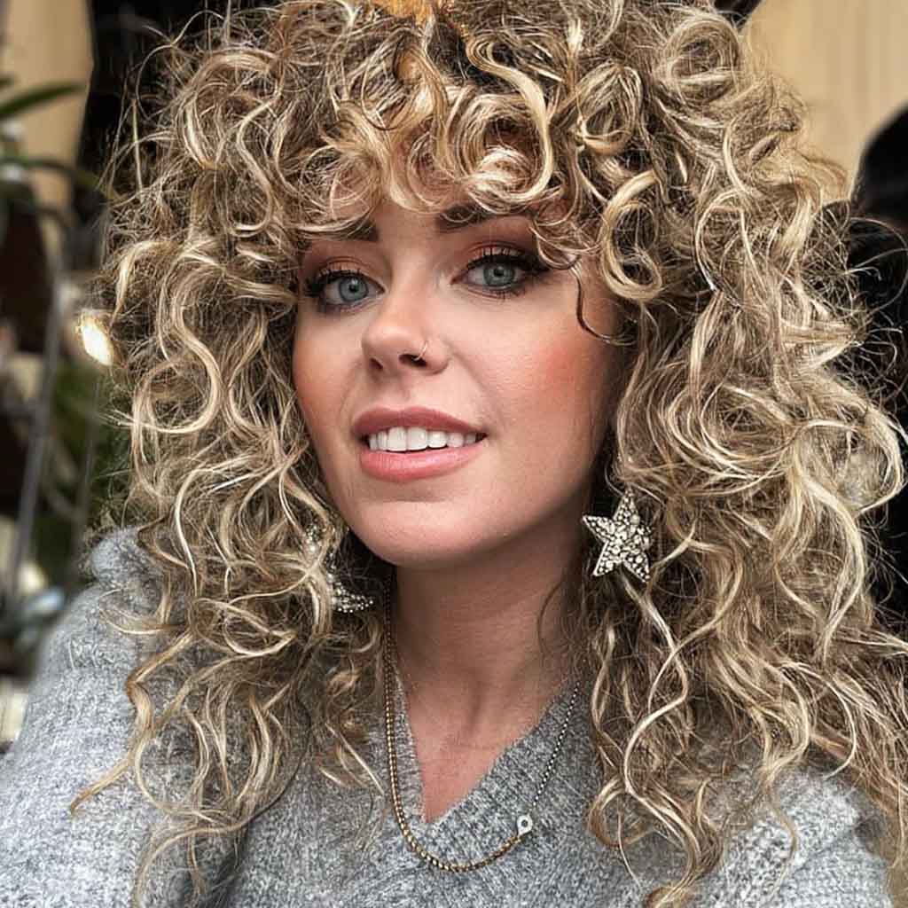Long Blonde Shag for Permed Hair With Bangs