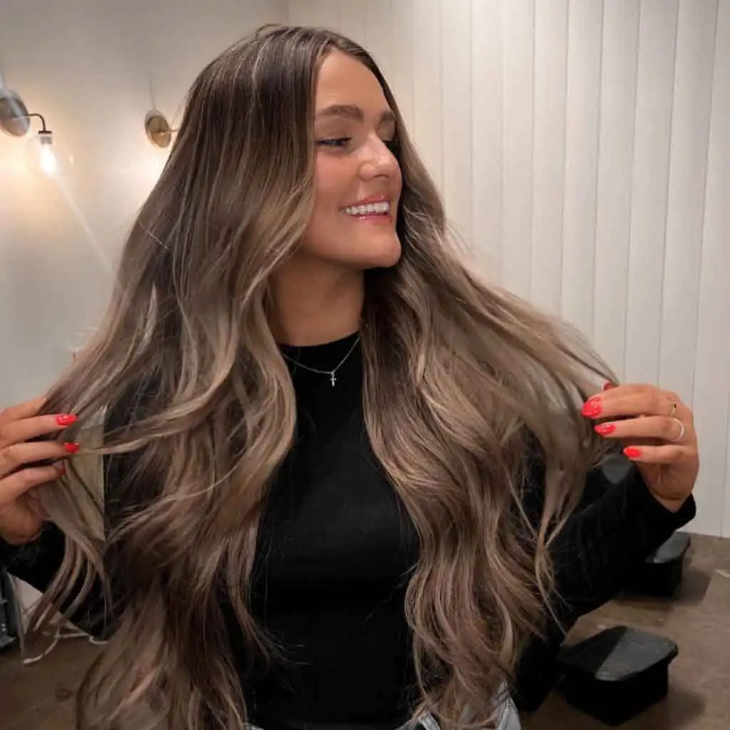1. Long Bright Bronde Wavy Brunette