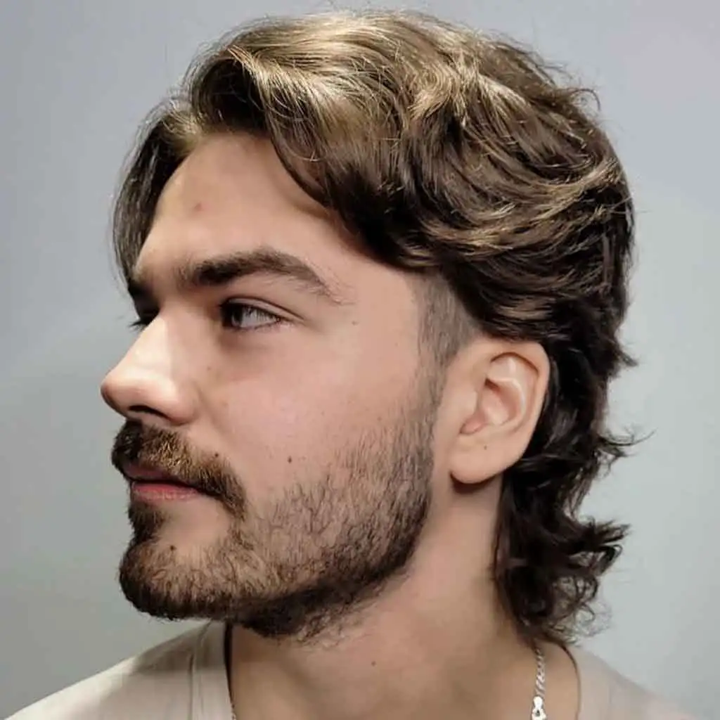 Semi Curled Mullet With Chopped Temple