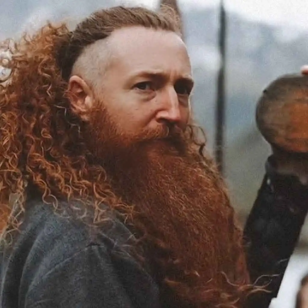 Viking Style Long Ginger Curly Hair