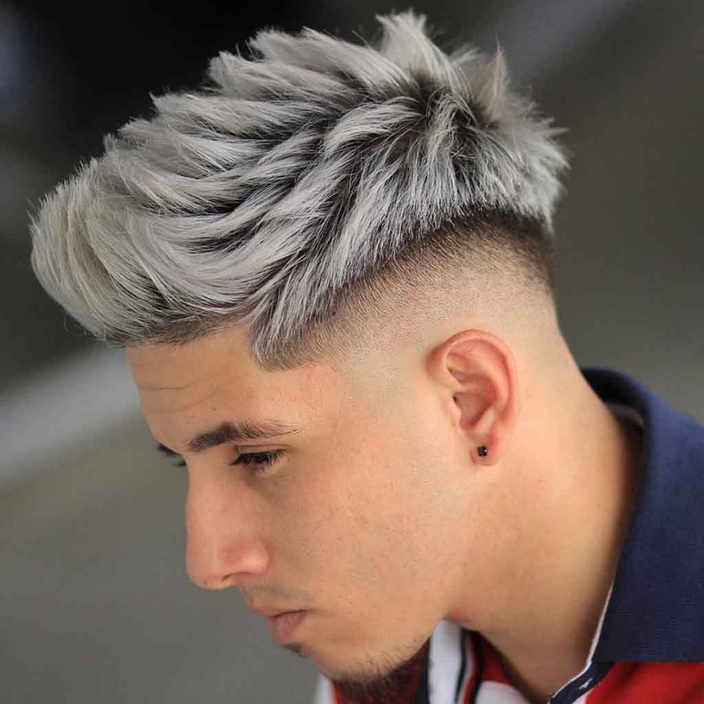 Ash Grey Hair With Mid Skin Fade