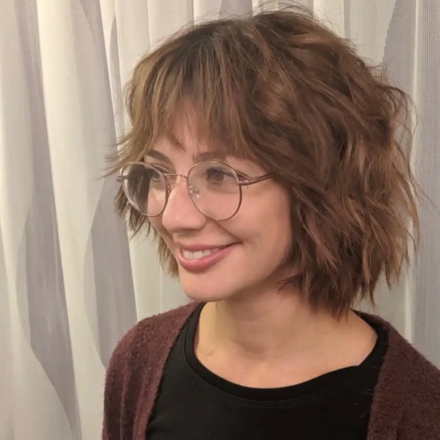Messy Brown Wavy Short Shag Cut