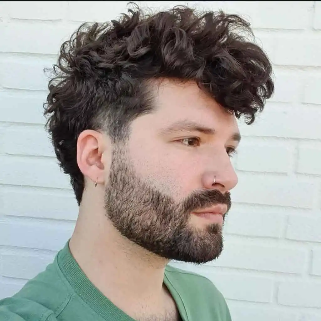 Tousled Curly Mohawk Mullet