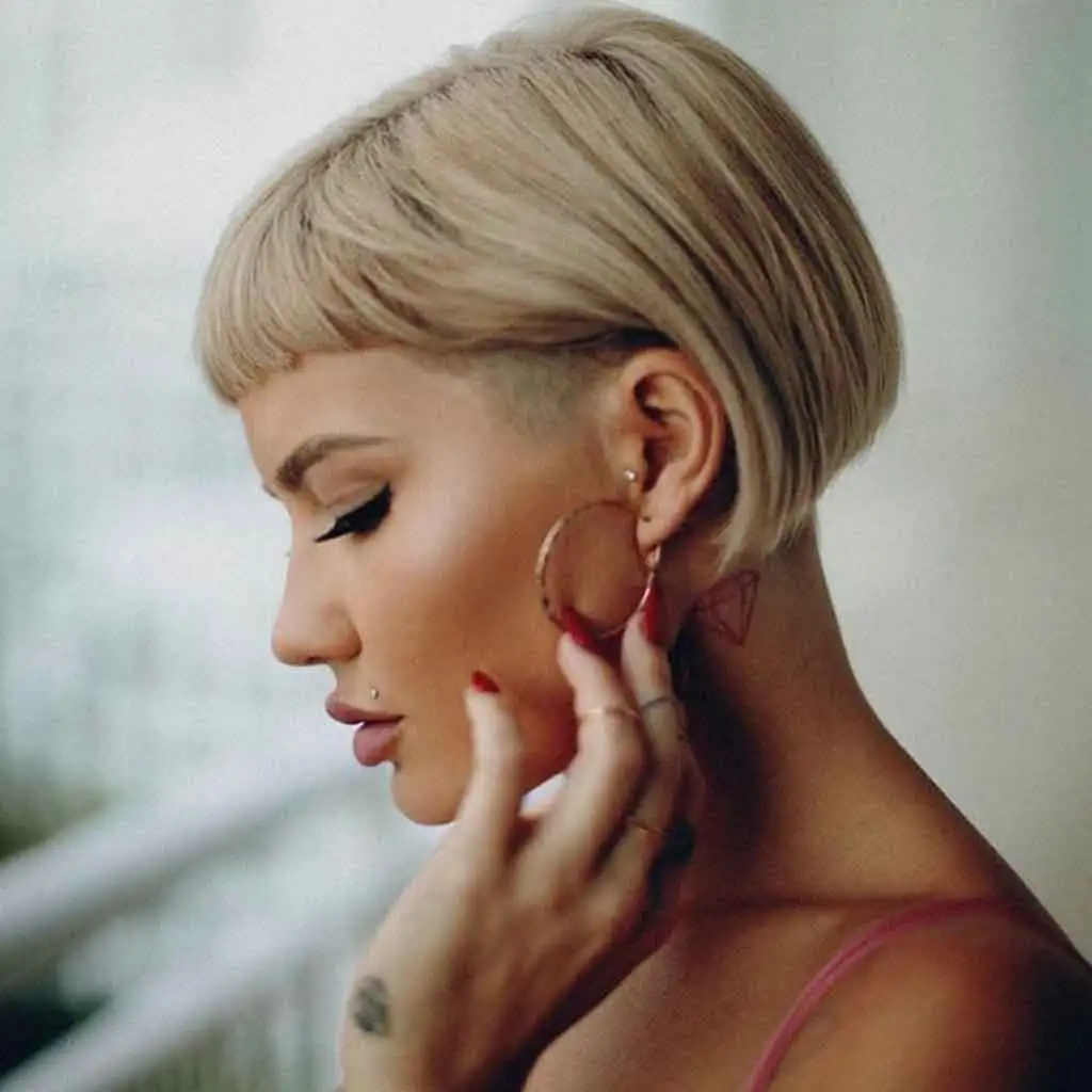 Undercut Micro Bob on Blonde Hair