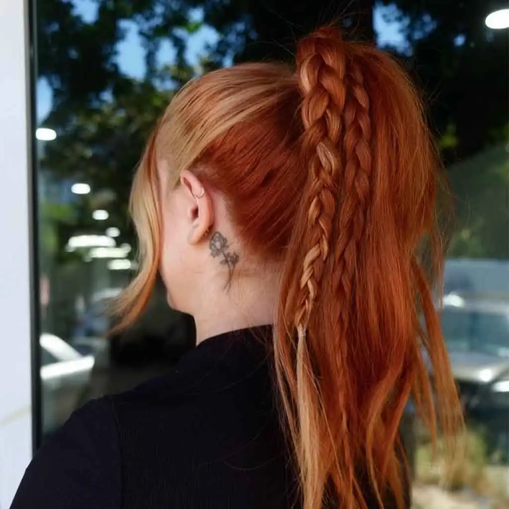 Duo-Toned High Ponytail With Two Braided Strands