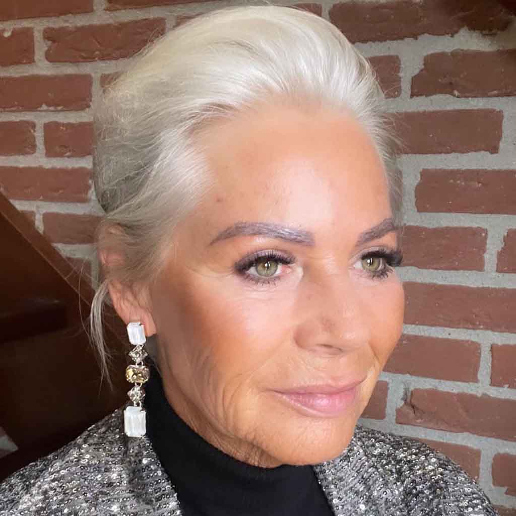 Pulled Back Bun on Silver Hair