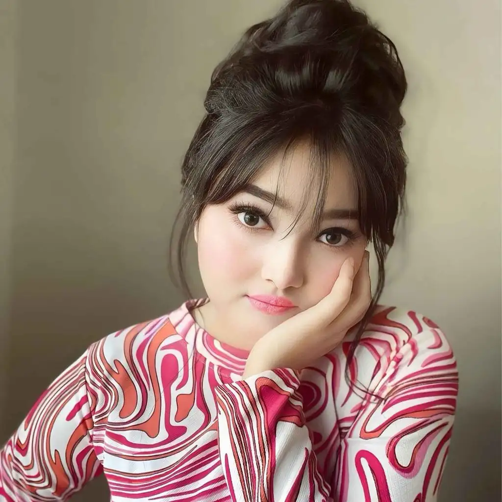 Korean Fluffy Messy Updo With Korean Bangs