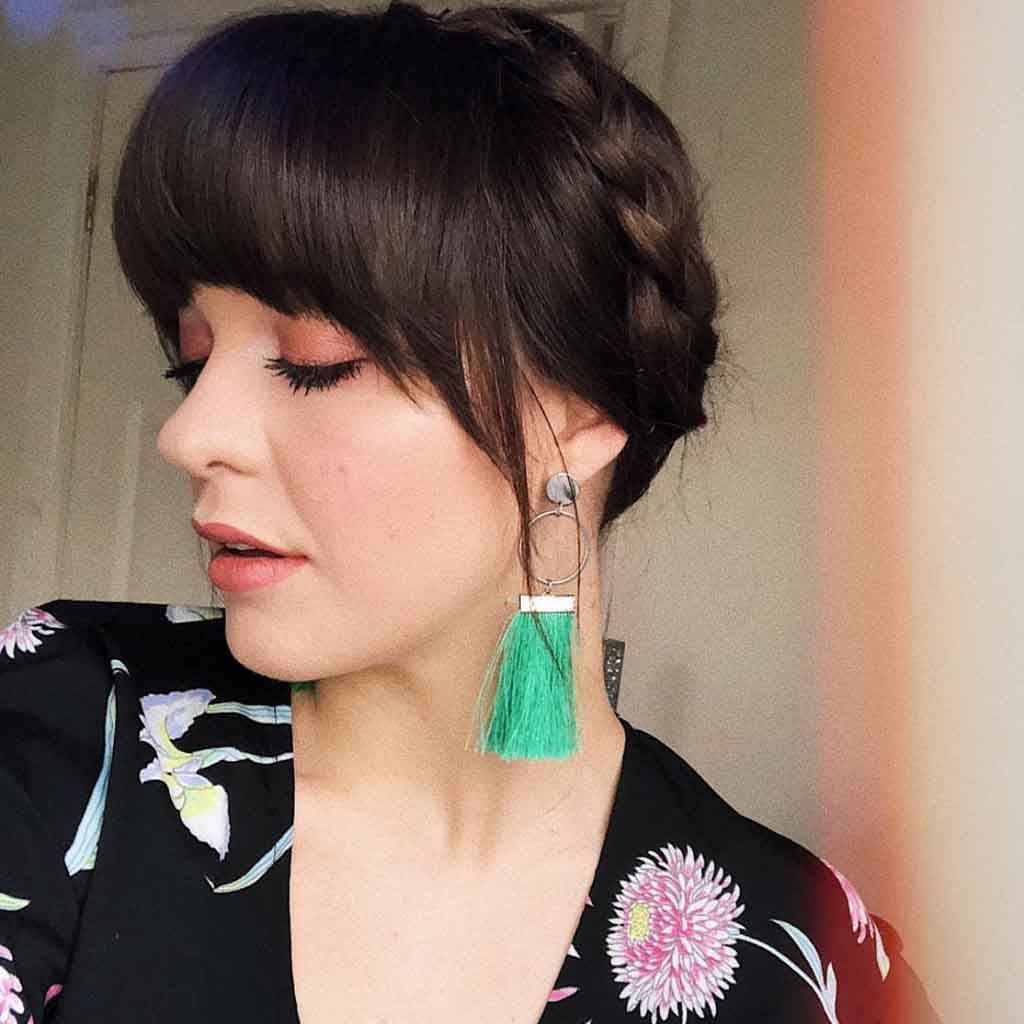 Milkmaid Braid Hairstyle With Bangs