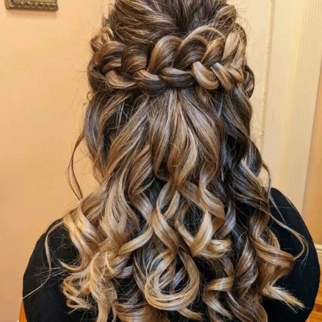 Braided Crown Half Do With Curls