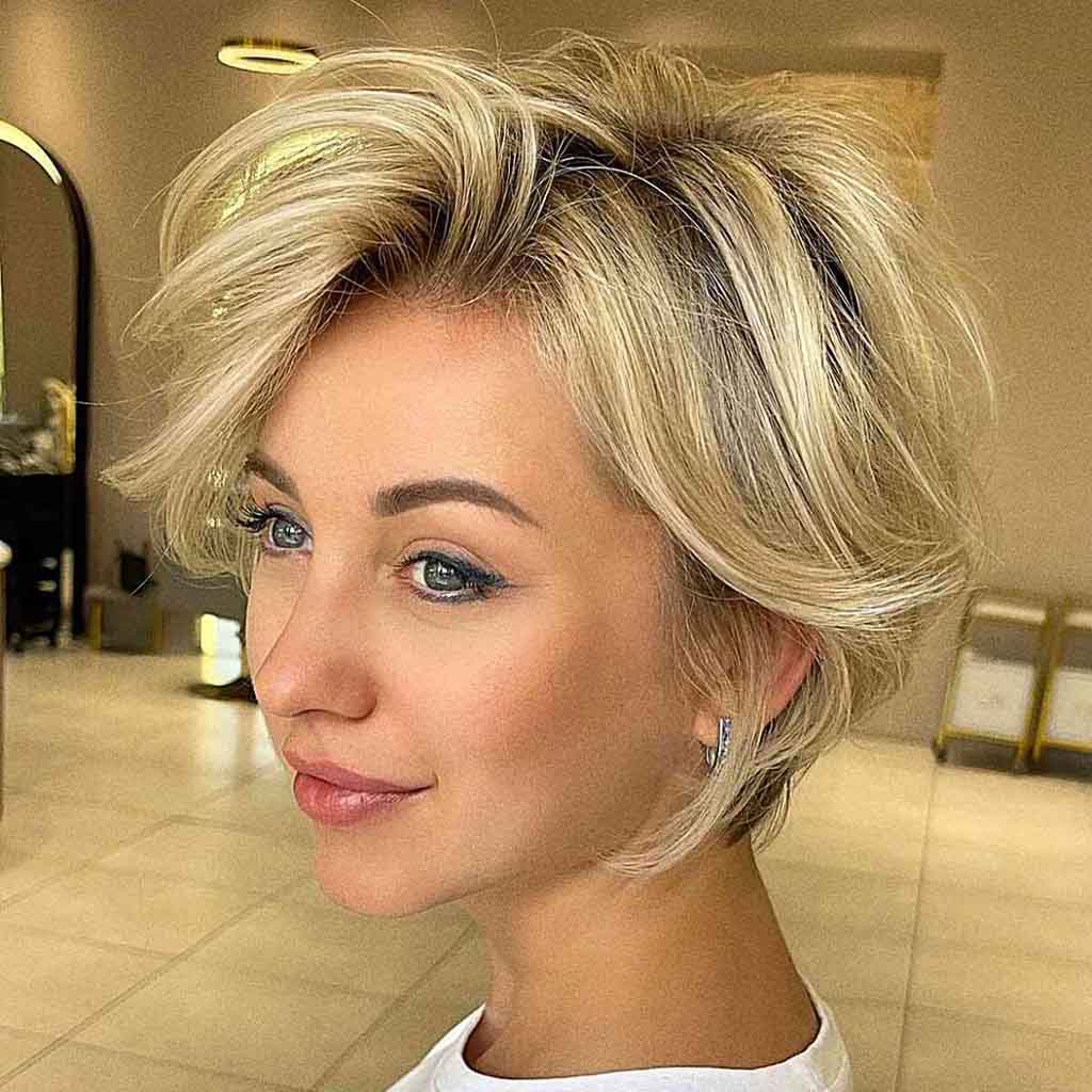 Long Pixie Bob With Rooted Side Part