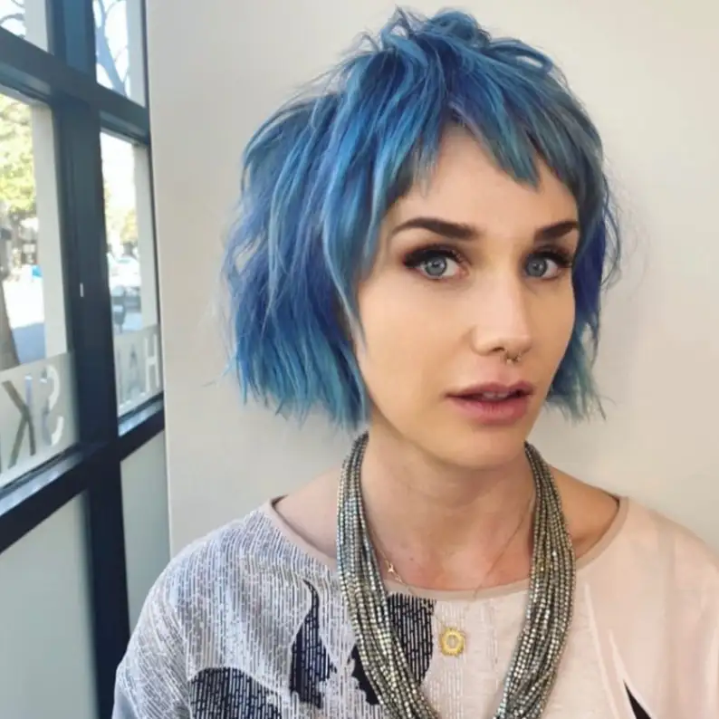 Shag Bob Pixie Cut With Fringe on Blue hair