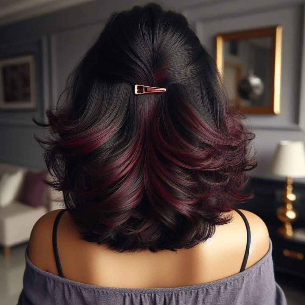 Sleek Shoulder-Grazing Lob With Red Highlights