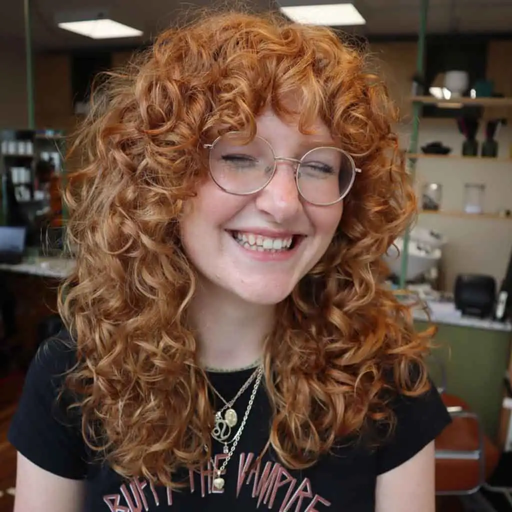 Tousled Copper Spiral Shag Cut