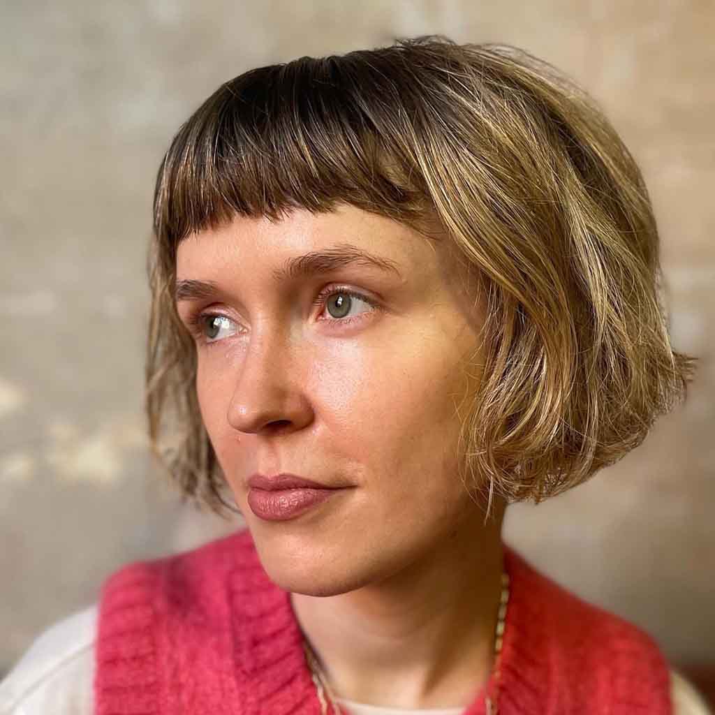 Cropped Razor Cut Bob With Micro Blunt Bangs