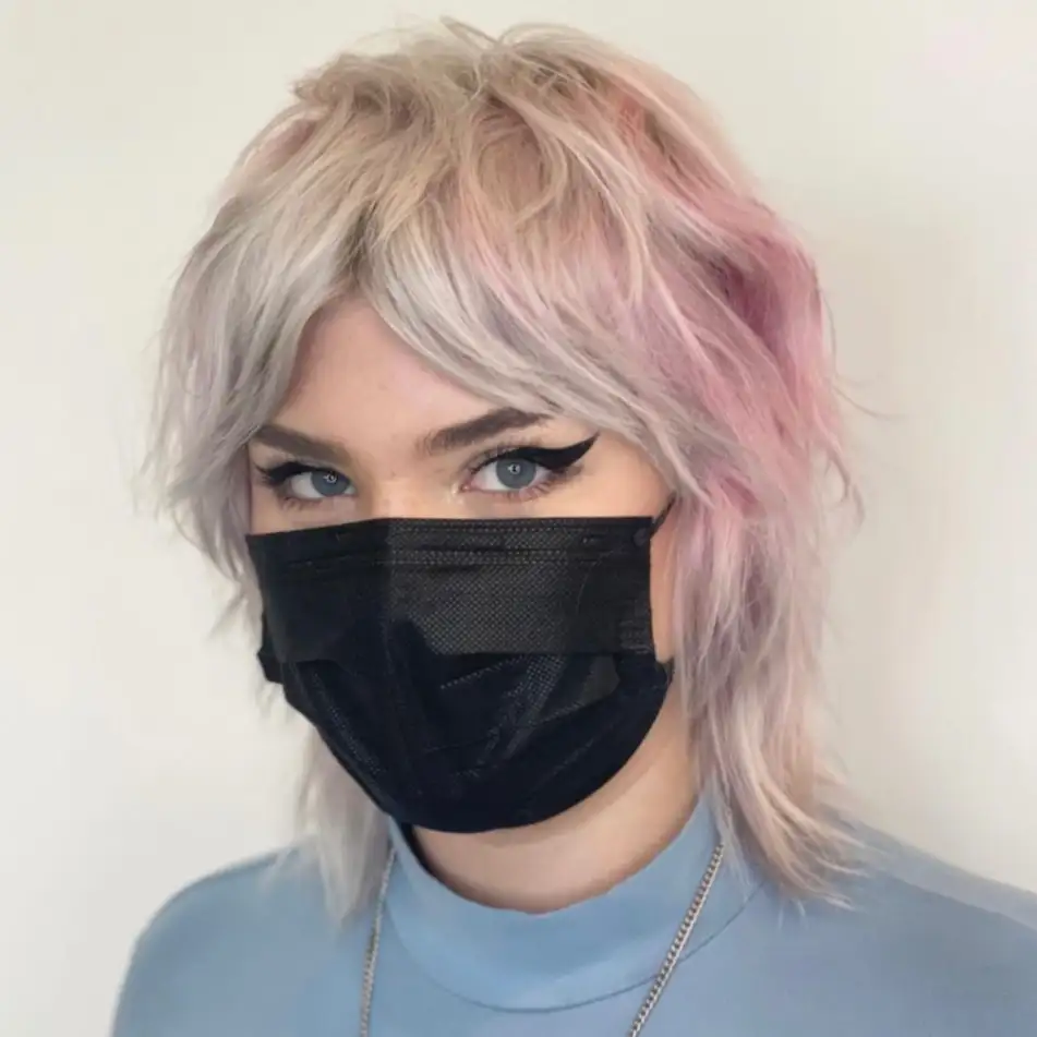 Duo-Toned Shag Mullet Razor Cut With Curtain Bangs