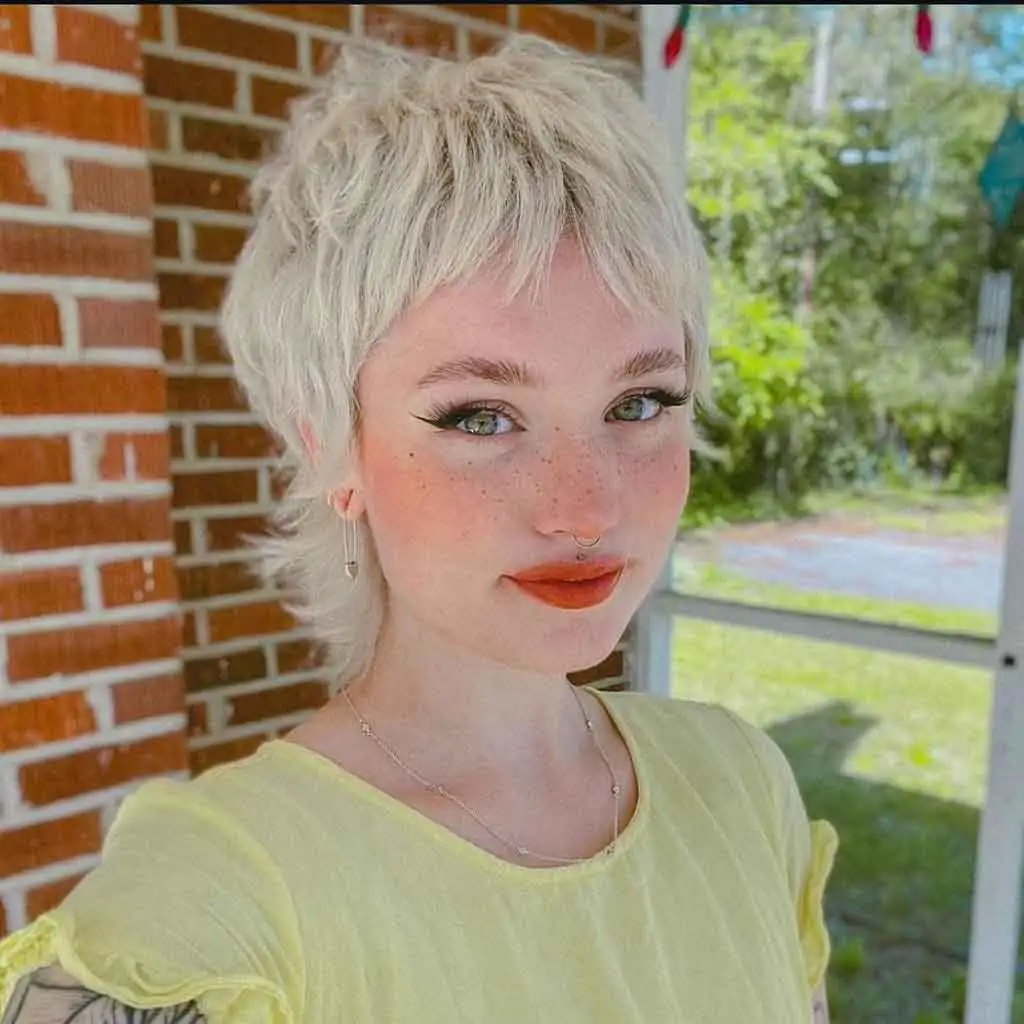 Long Pixie Blonde Bob Cut With Asymmetric Bangs