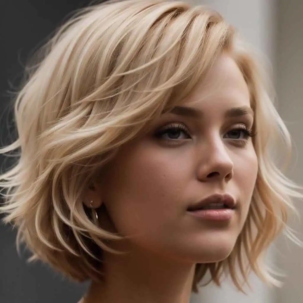 Vanilla Blonde Layered Chin-Grazing Bob