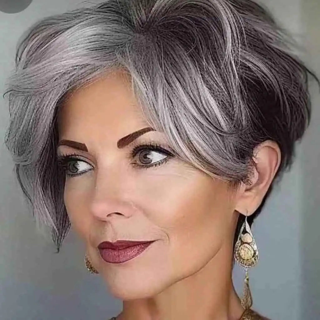 Gray Black Pixie Bob Cut