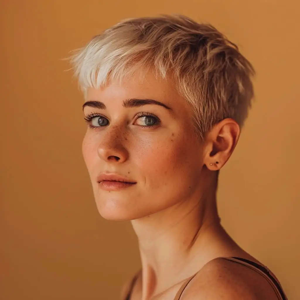 Bleached Blonde Pixie Cut