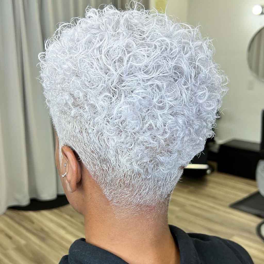 White Undercut Curly Short Hair