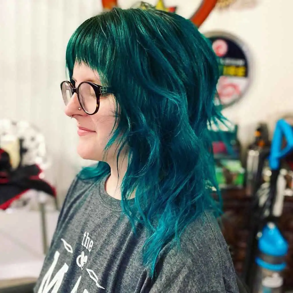 Punk Style Medium Shag on Teal Hair