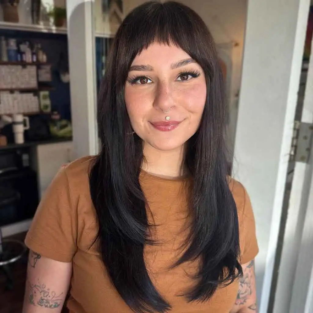 Flippy Razor Cut Long Shag on Straight Hair