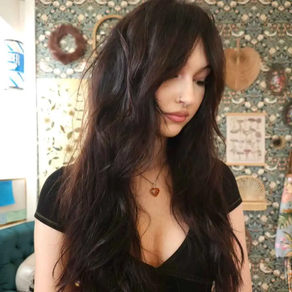 Long Wavy Vixen Shag With Curtain Bangs