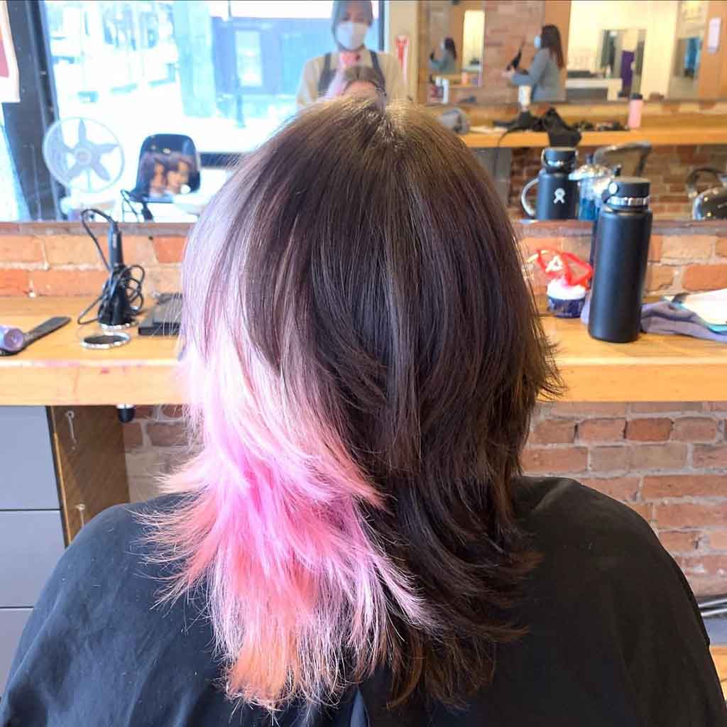 Medium Shag With Pink Highlights