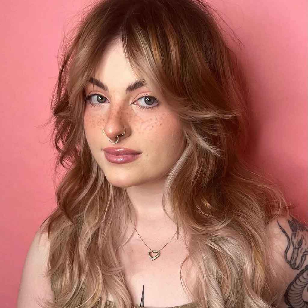 Blown Out Butterfly Shag on Long Bronde Hair