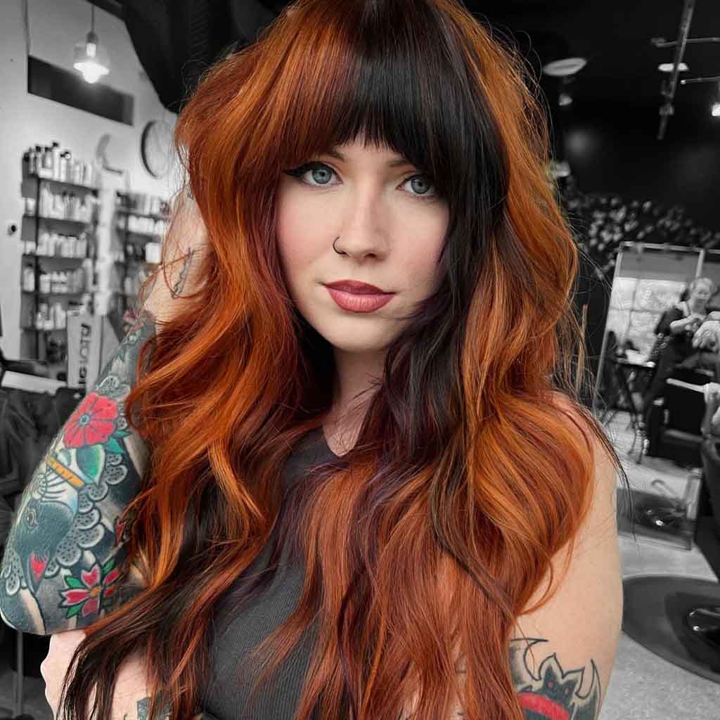 Warm Winter Color Block Long Wavy Shag