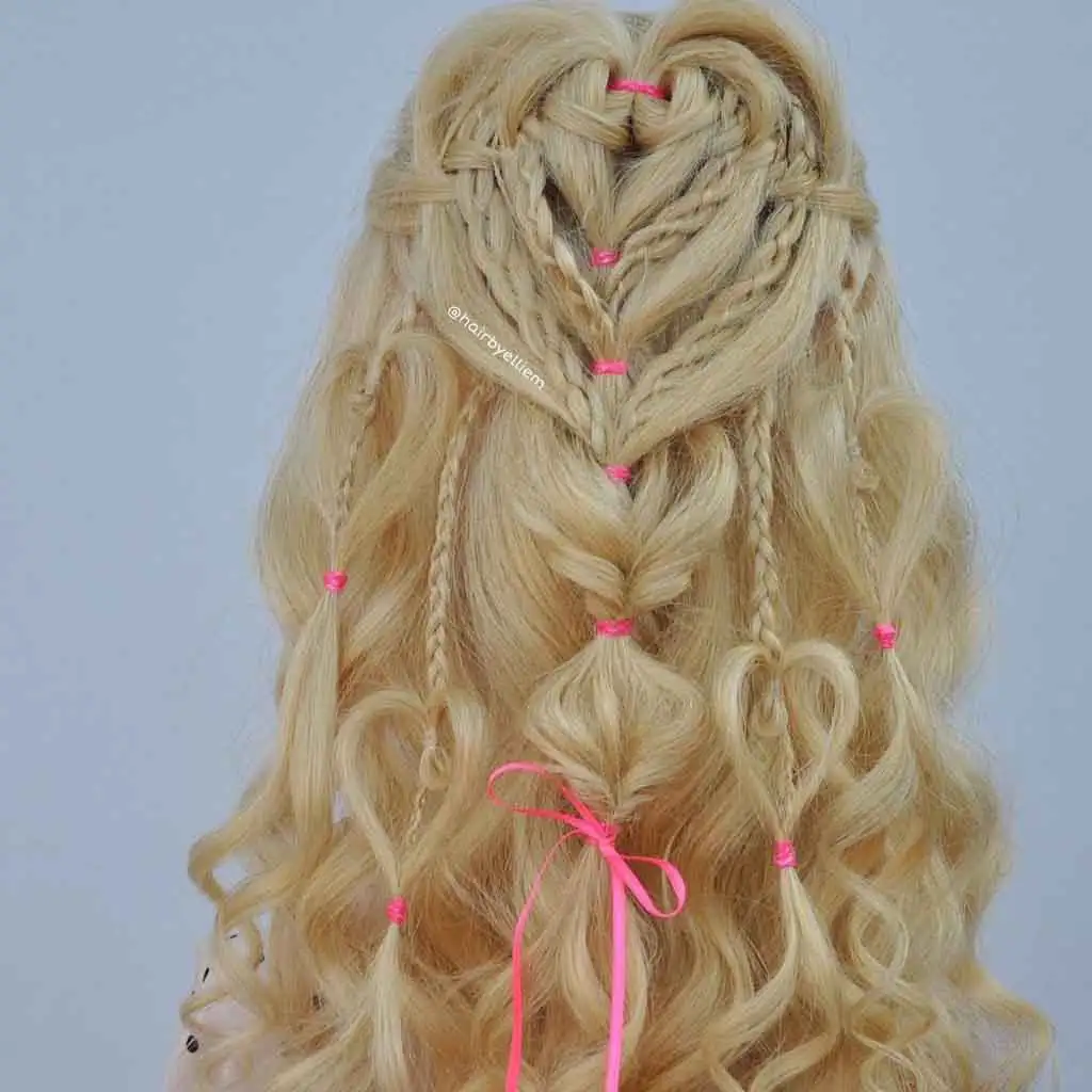 Blonde Half-Up Half-Down With Hearts and Curls