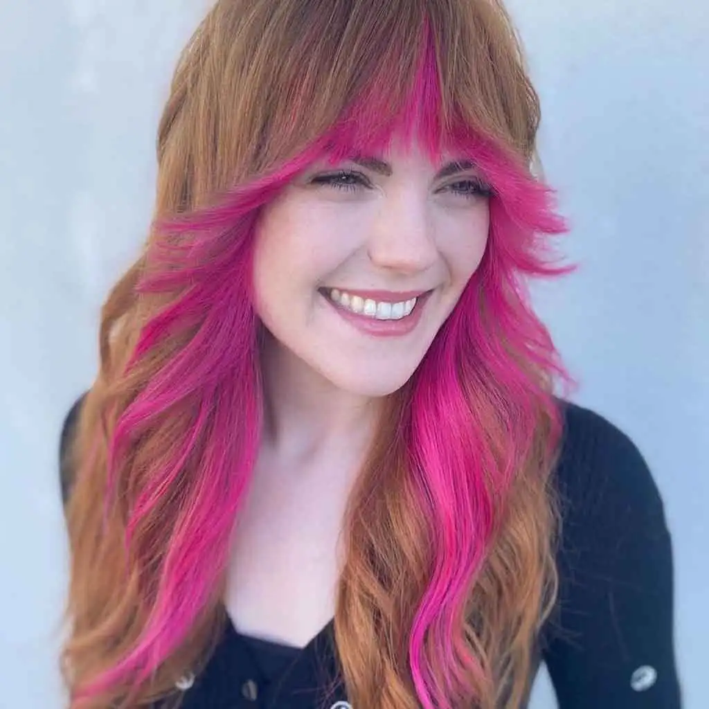 Face Framing Candy Ginger Long Shag With Bangs