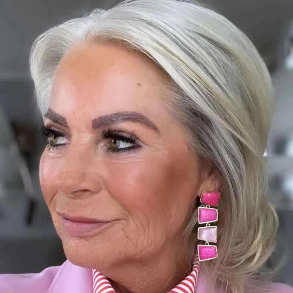 Medium Silver Hair With Swoopy Layers