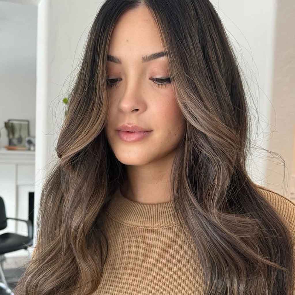 Honey Balayage on Brunette Hair
