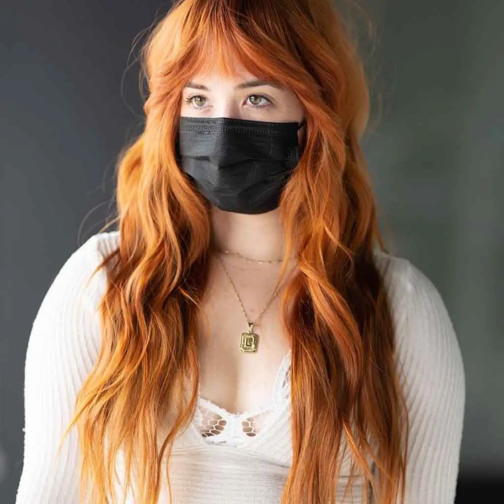 Long Wavy Ginger Shag With Bangs