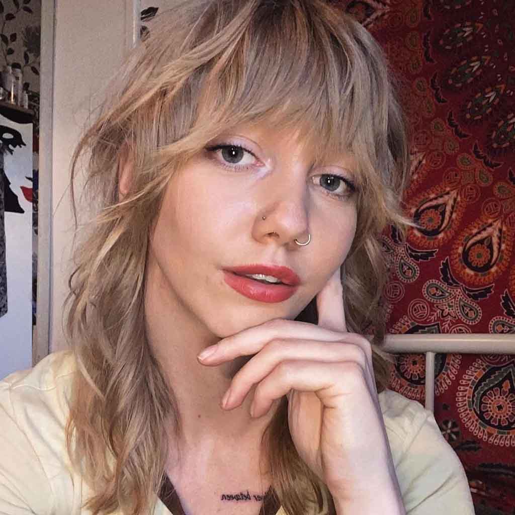 Retro Style Medium Shag Cut With Bangs