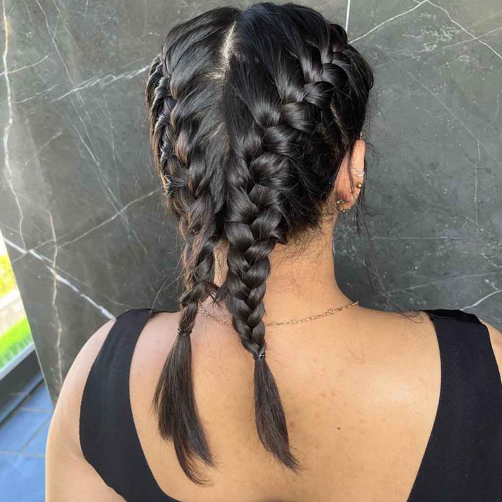 French Braids on Black Medium Hair