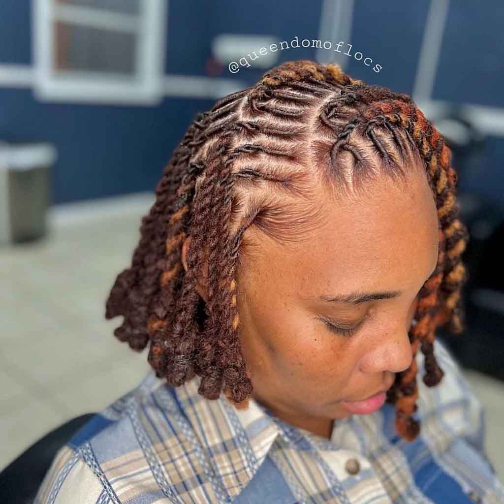 Intertwined Colored Locs Style With Knots