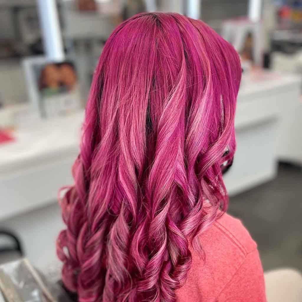 Long Curly Pink Hair