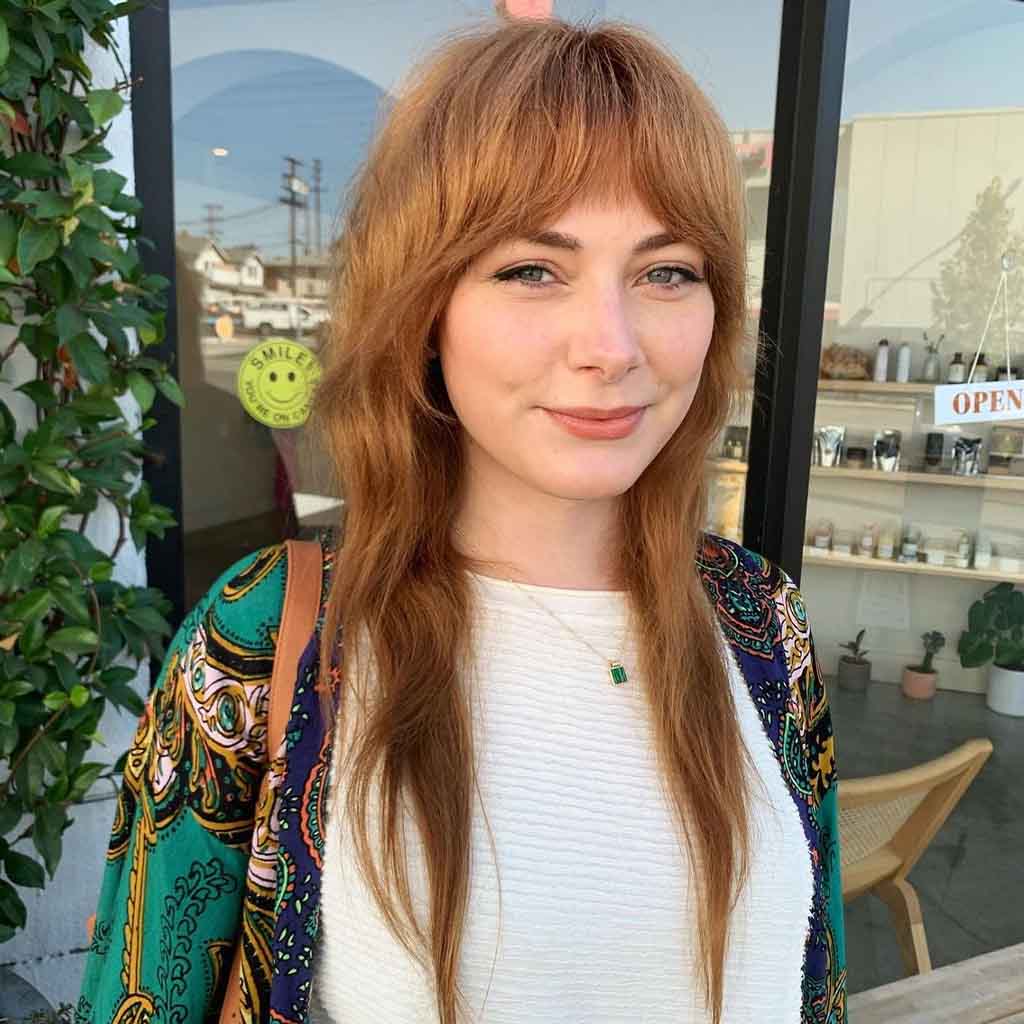 Long Shaggy Light Brown Hair With Curtain Bangs