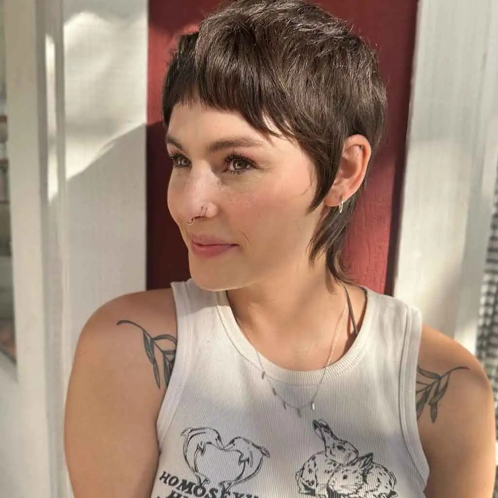 Pixie Mullet Shag Haircut With Micro Bangs