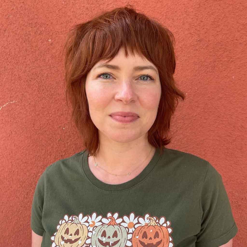 Brown Mini Shag With Asymmetric Bangs