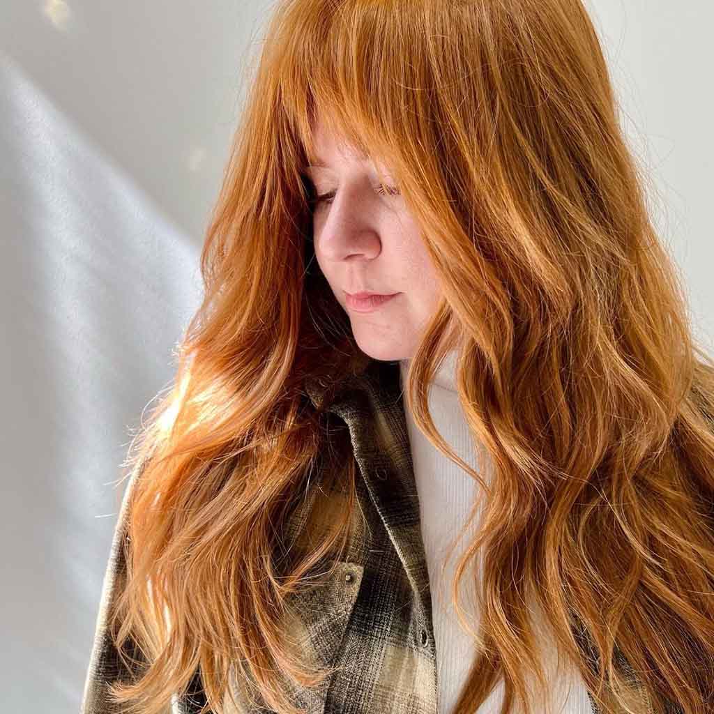 Light Copper Long Shag Haircut