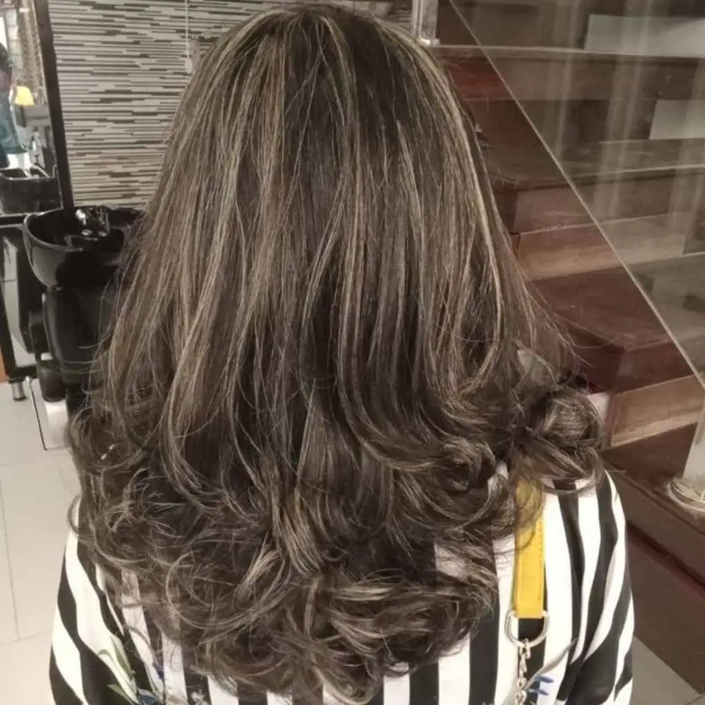 Sandy Blonde Streaks on Brown Long Messy Hair