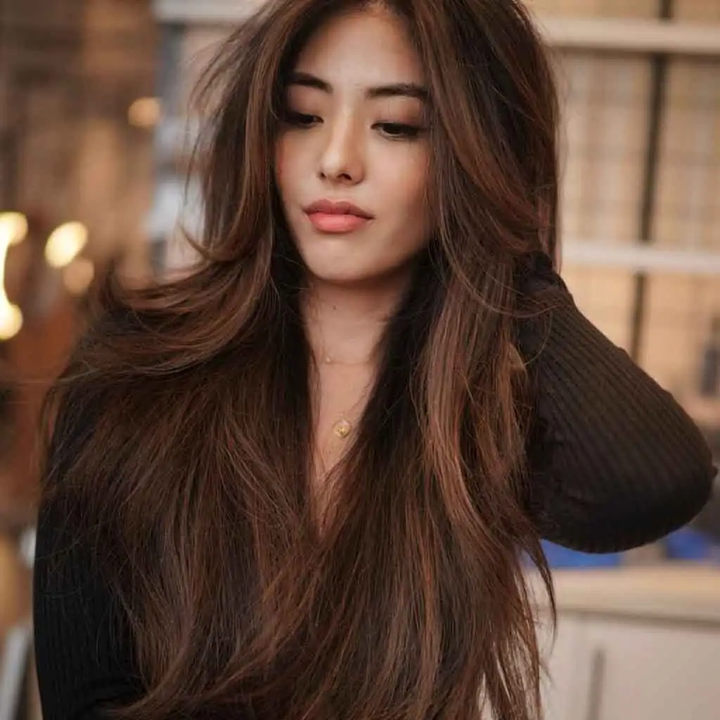 Layered Ginger Brown Brunette Balayage