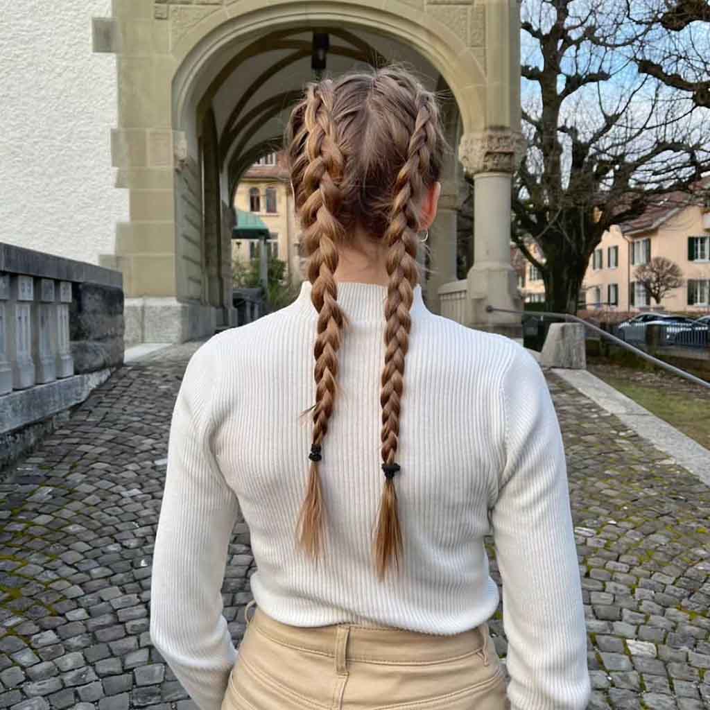 Long Bronde Dutch Braids