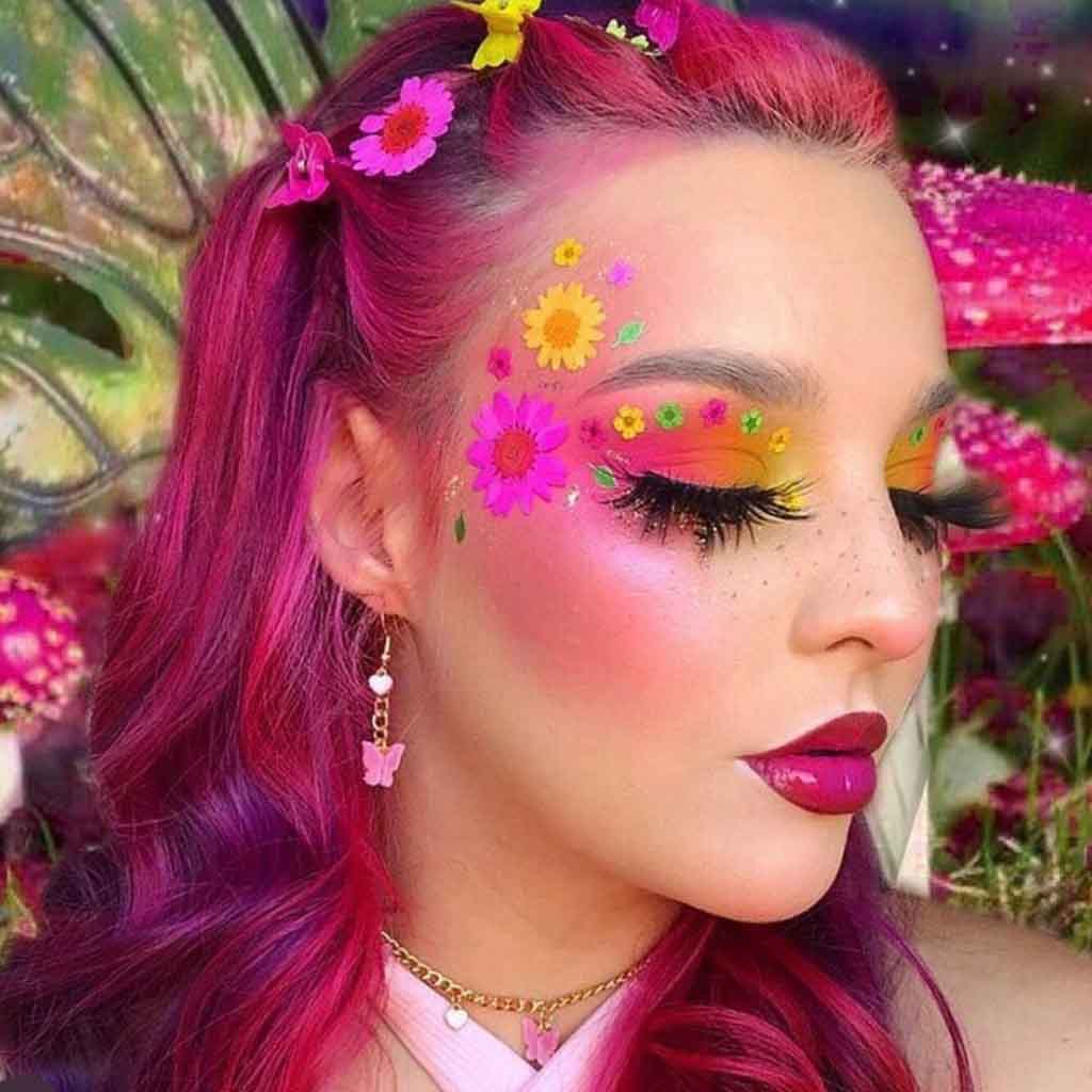 Medium Way Hair With Pink and Magenta Highlights