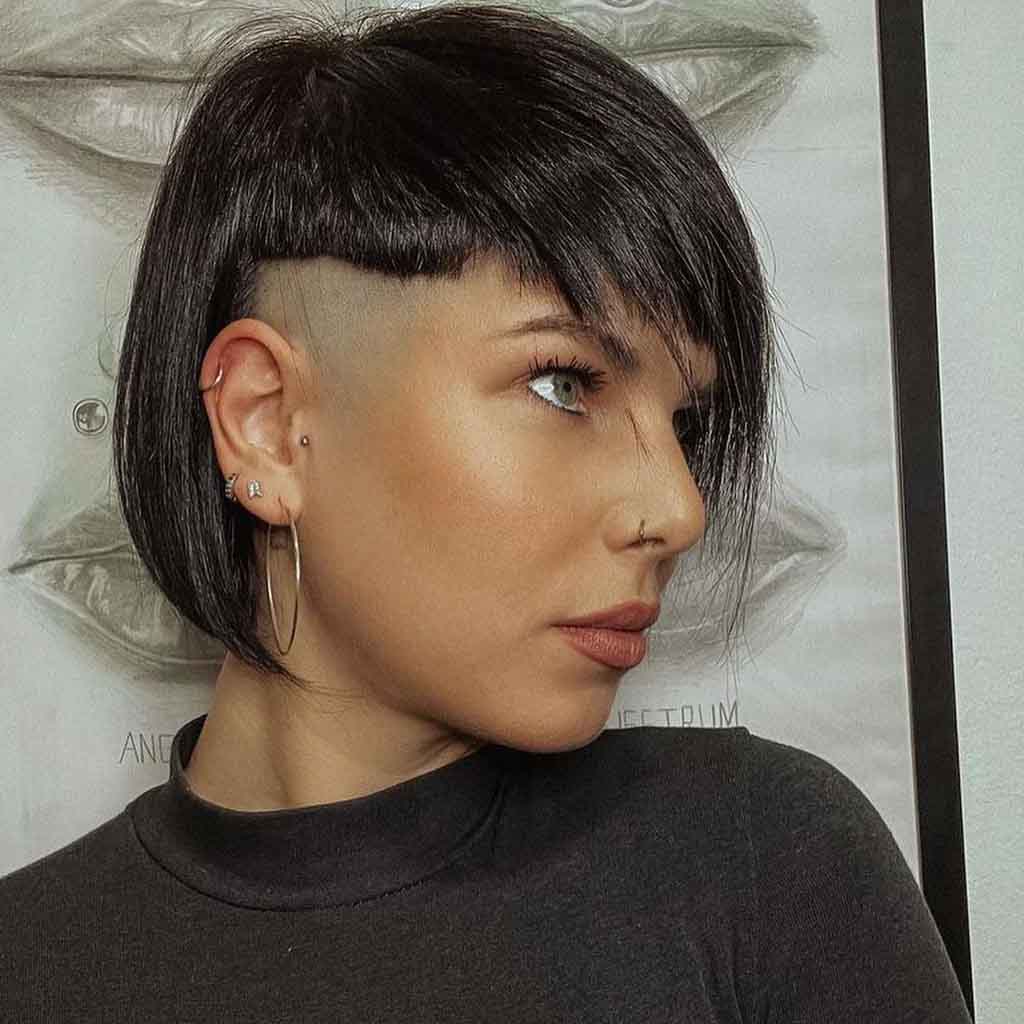 Undercut With Straight Black Bob